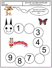 okul öncesi sıradaki sayıyı bulma çalışma sayfaları örnekleri